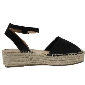 Shoes | Black Crochet Espadrilles Ankle Strap Flatform | Poshmark